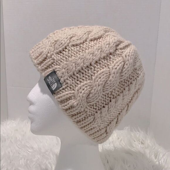 The North Face Cable Knit Beanie Wool blend Cream Unisex One Size - Picture 9 of 9
